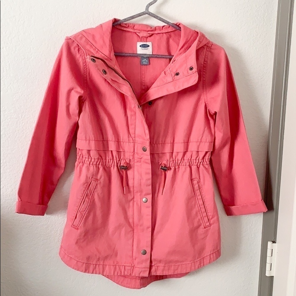 Old Navy Pink Twill Hooded Field Jacket